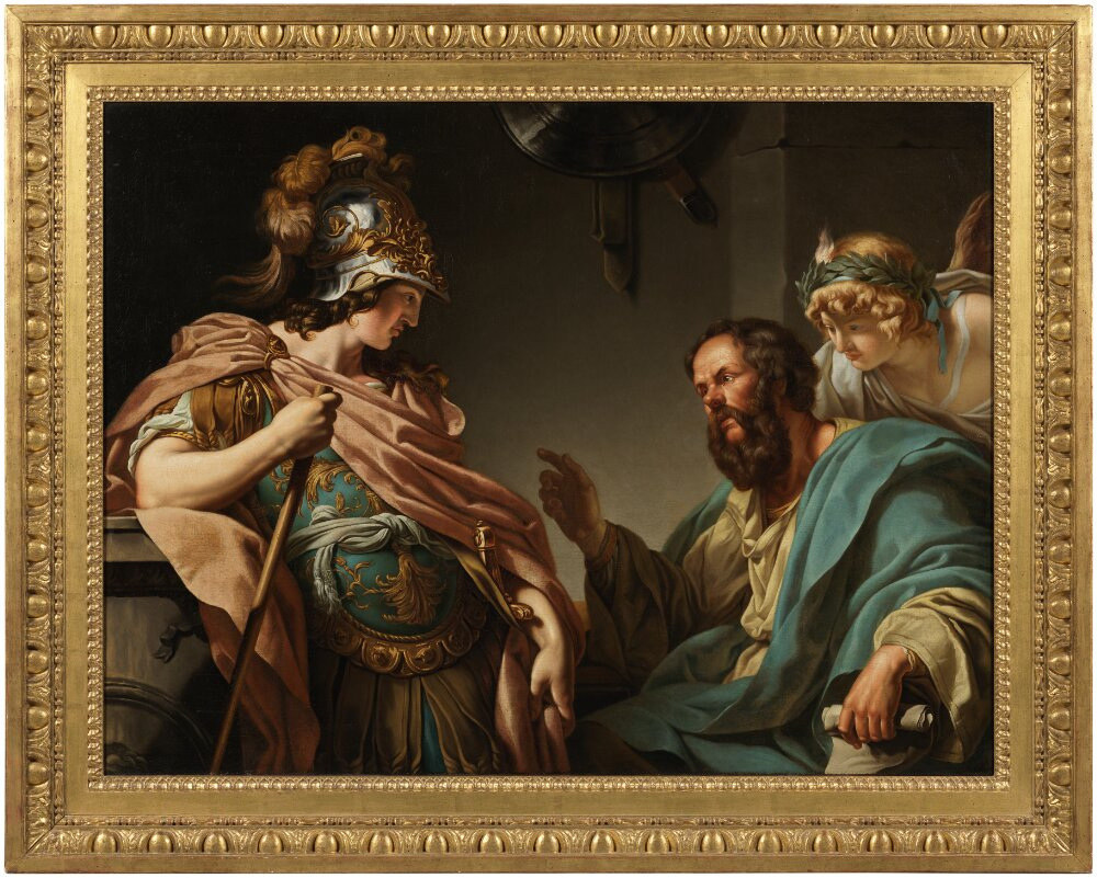 Spätere künstlerische Darstellung des Alkibiades mit Sokrates in einem Gemälde von François-André Vincent aus dem Jahr 1777.