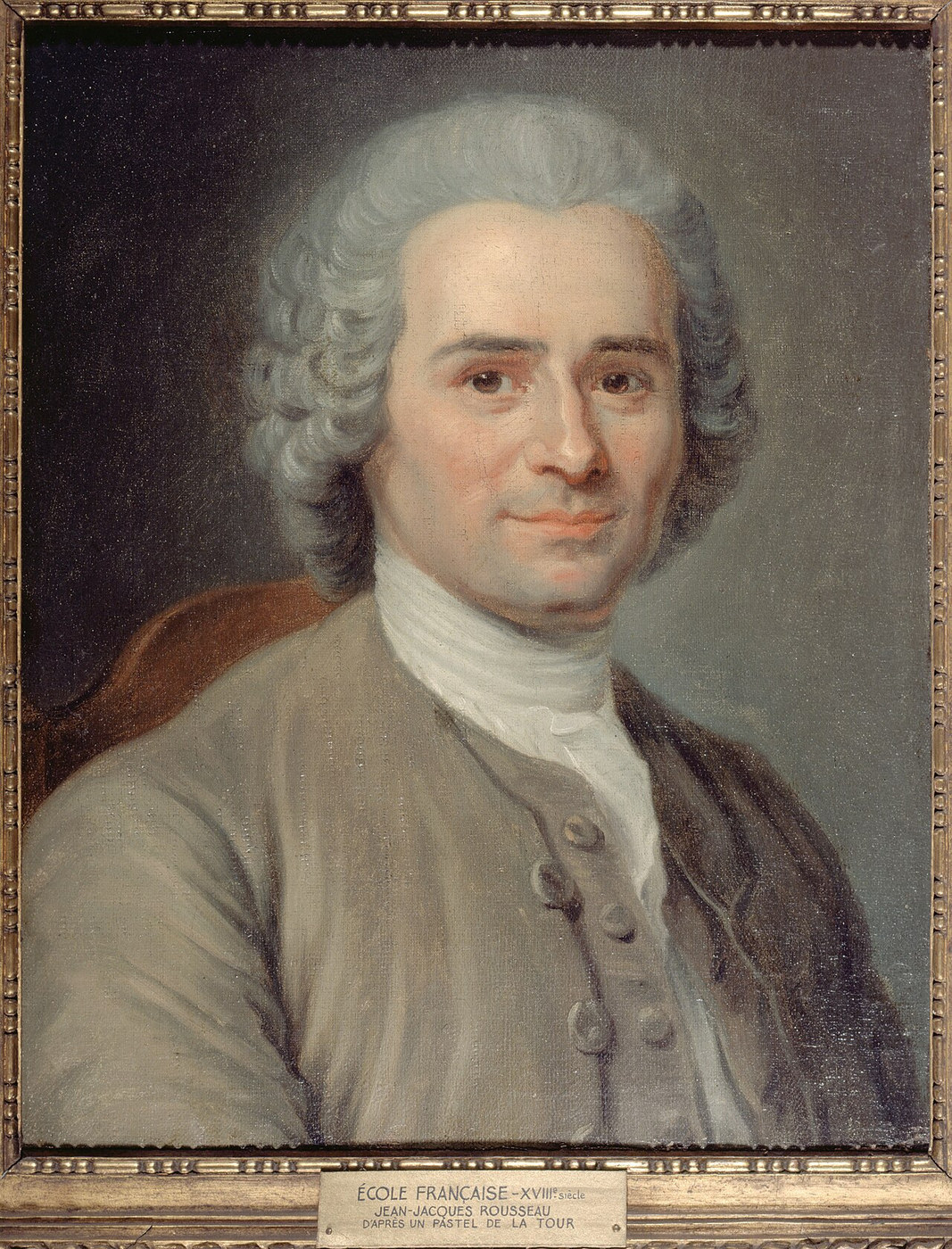 Ölporträt Jean-Jacques Rousseaus von einem anonymen Maler nach einem Modell von Maurice Quentin de La Tour, um 1753.