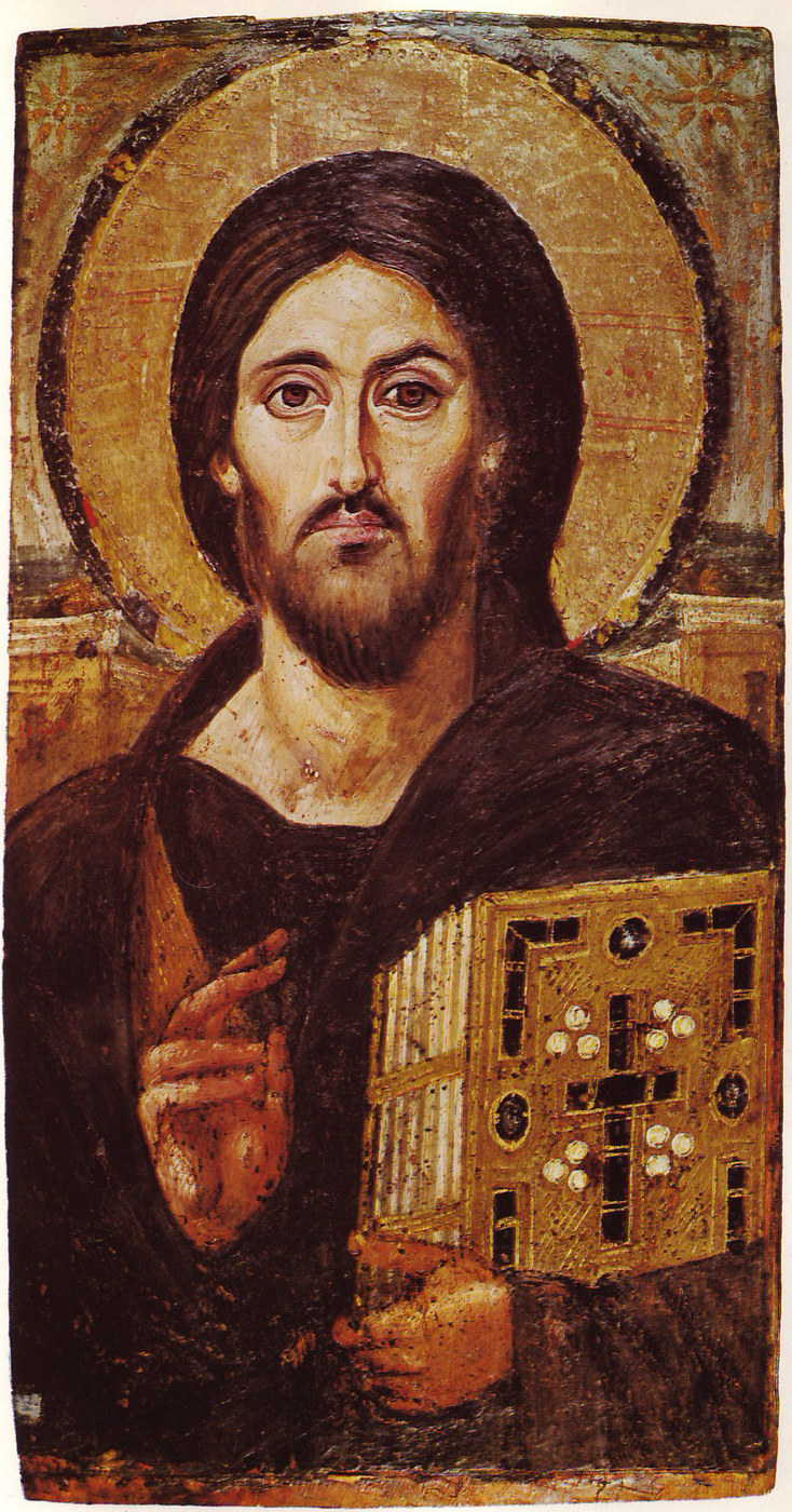 Enkaustische Christusikone aus dem 6. Jahrhundert; spätere religiöse Darstellung Jesu, kein zeitgenössisches Porträt.