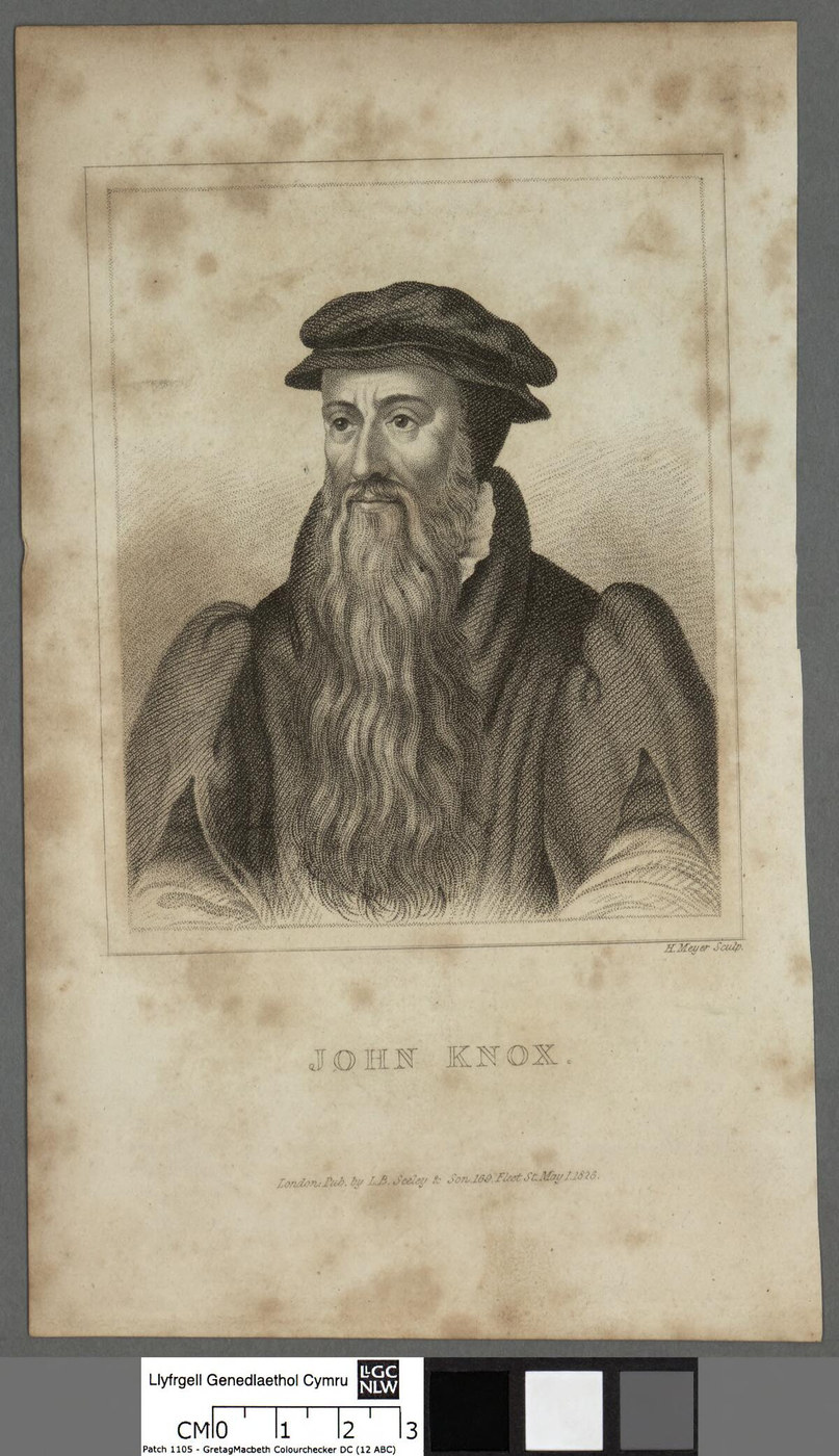 Späterer Porträtstich John Knox’ aus dem Jahr 1826; keine zeitgenössische Darstellung.