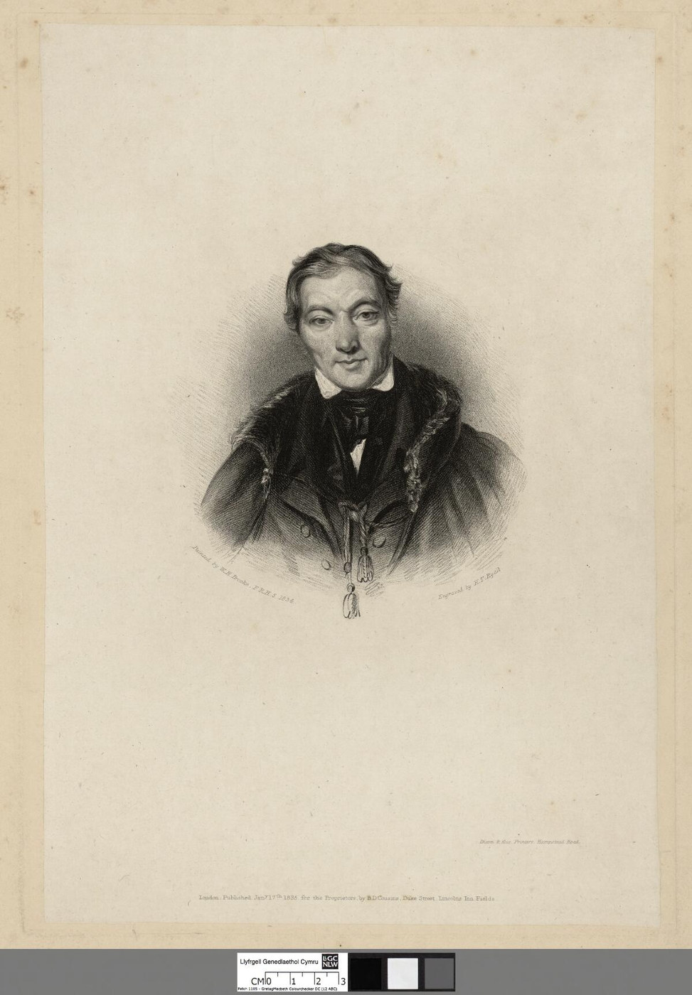 Porträt Robert Owens in einem Punktierstich von Henry Thomas Ryall aus dem Jahr 1835.
